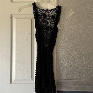 Boutique tie waist crochet vest